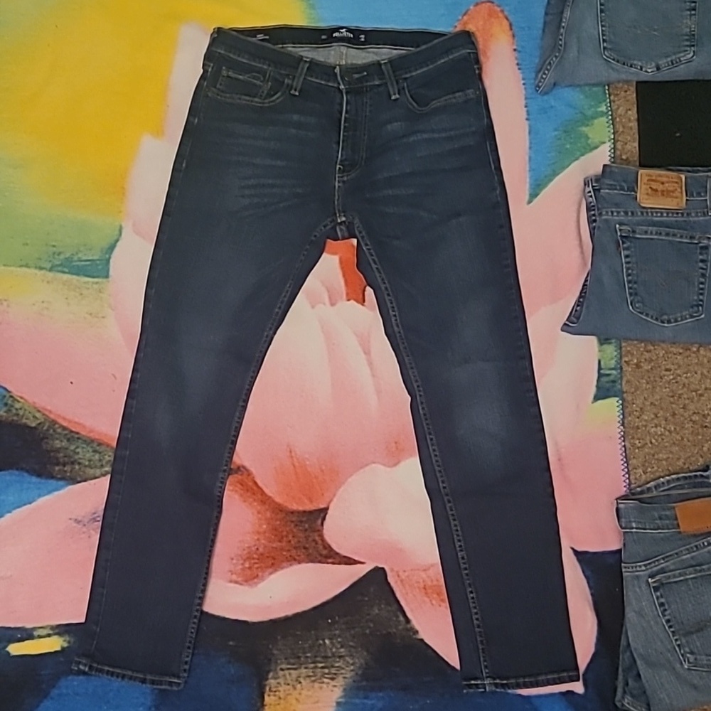 Hollister Denim Blue Jeans Skinny Stretch Dark Wash Mid Rise Size 32x30 Classic